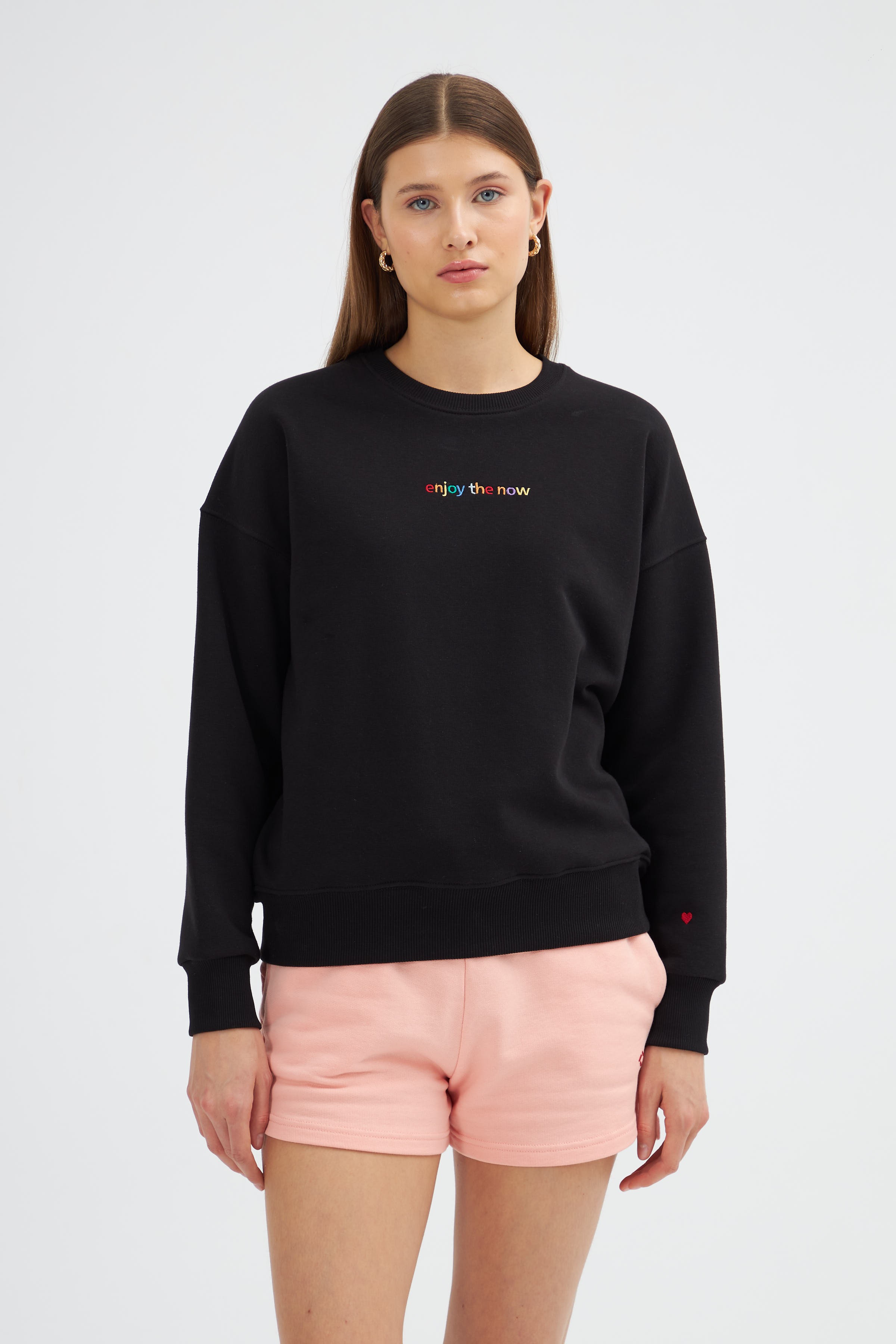 Kadın Basic Sweatshirt - Enjoy The Now temalı 2023531