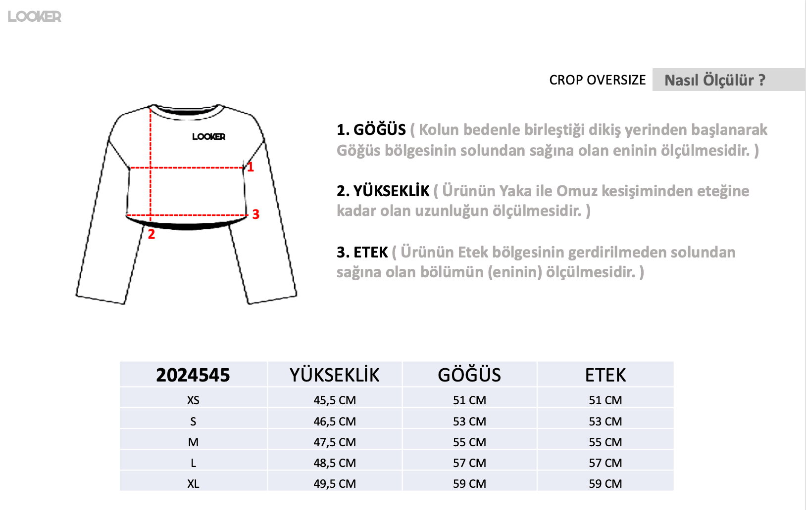 Kadın Crop Oversize Uzun Kol T-Shirt 2024545