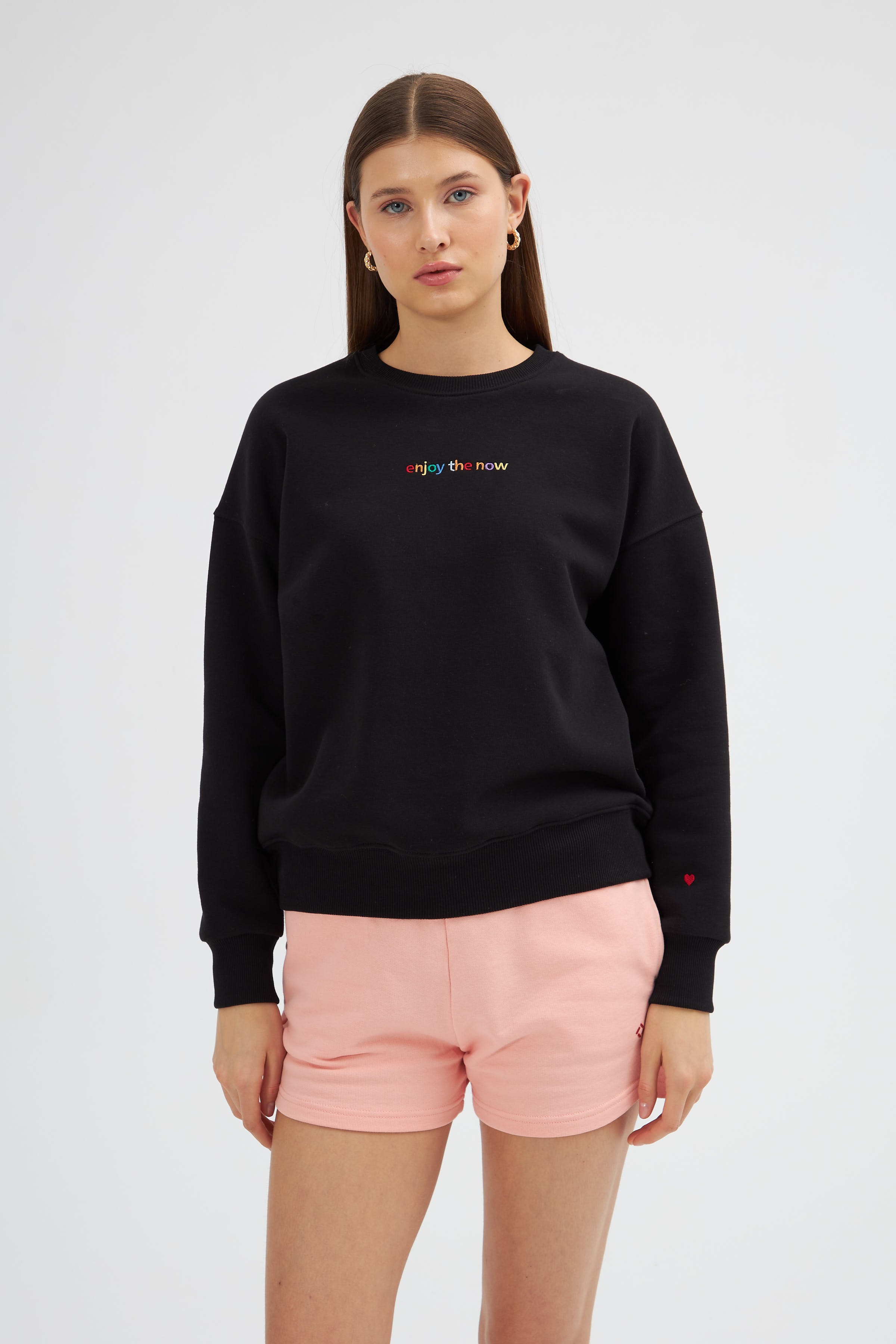 Kadın Basic Sweatshirt - Enjoy The Now temalı 2023531