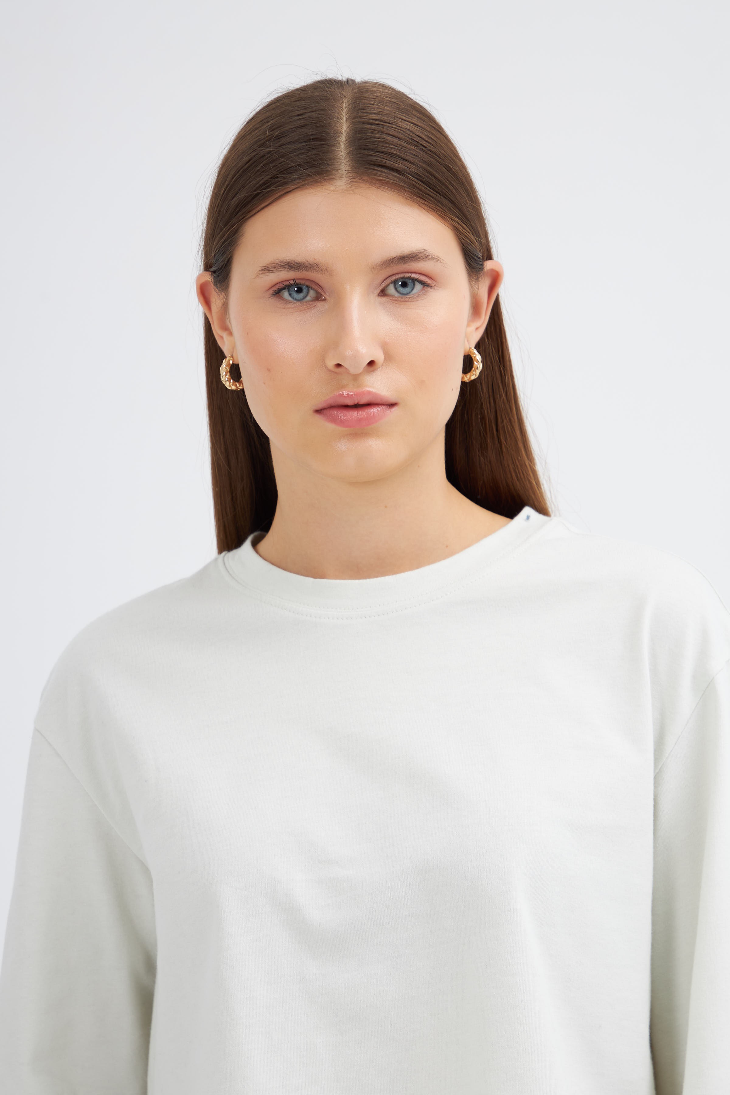 Kadın Crop Oversize Uzun Kol T-Shirt 2024545 - Su Yeşili