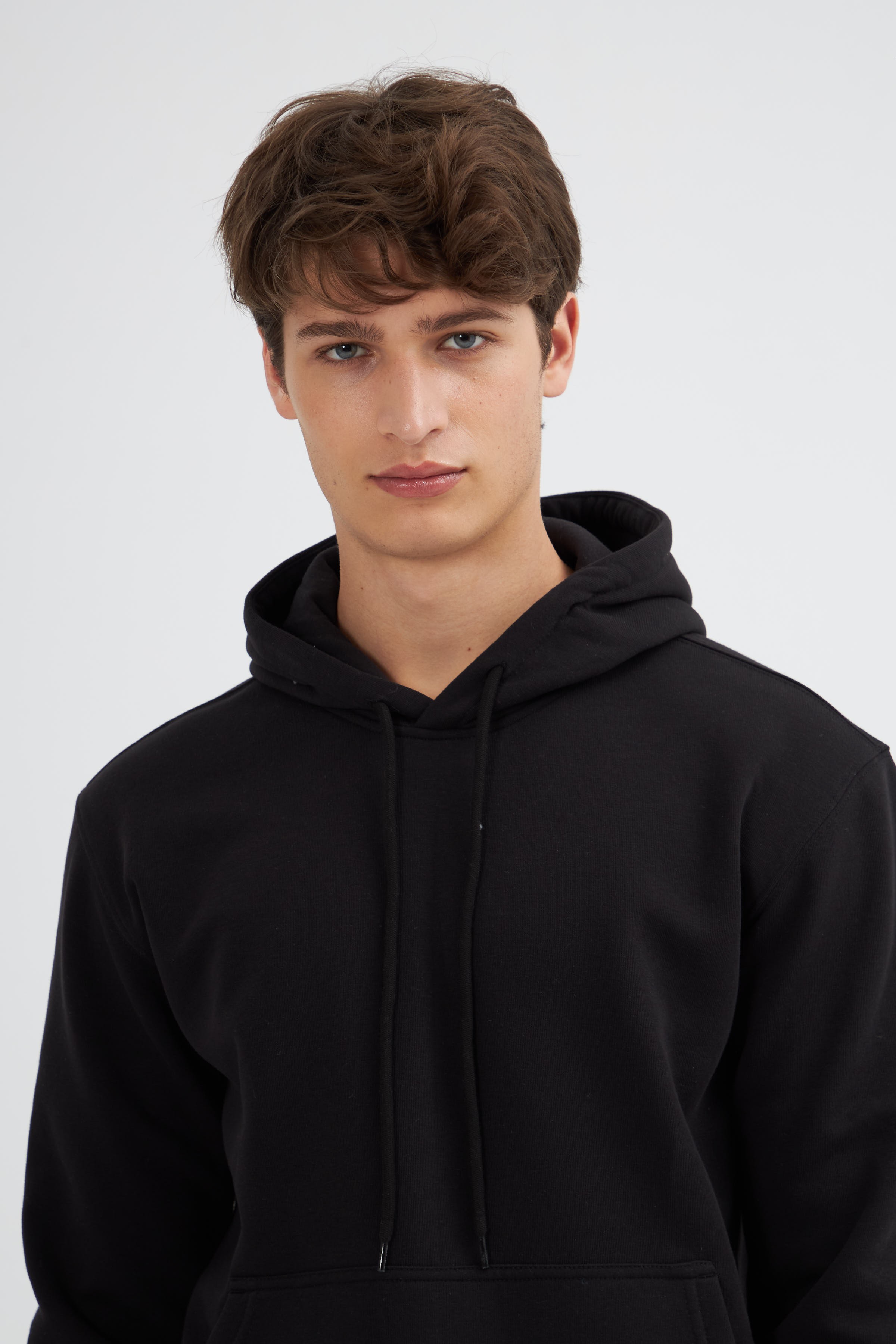 Erkek Basic Kapşonlu Sweatshirt - Hoodie 2024539 - Siyah