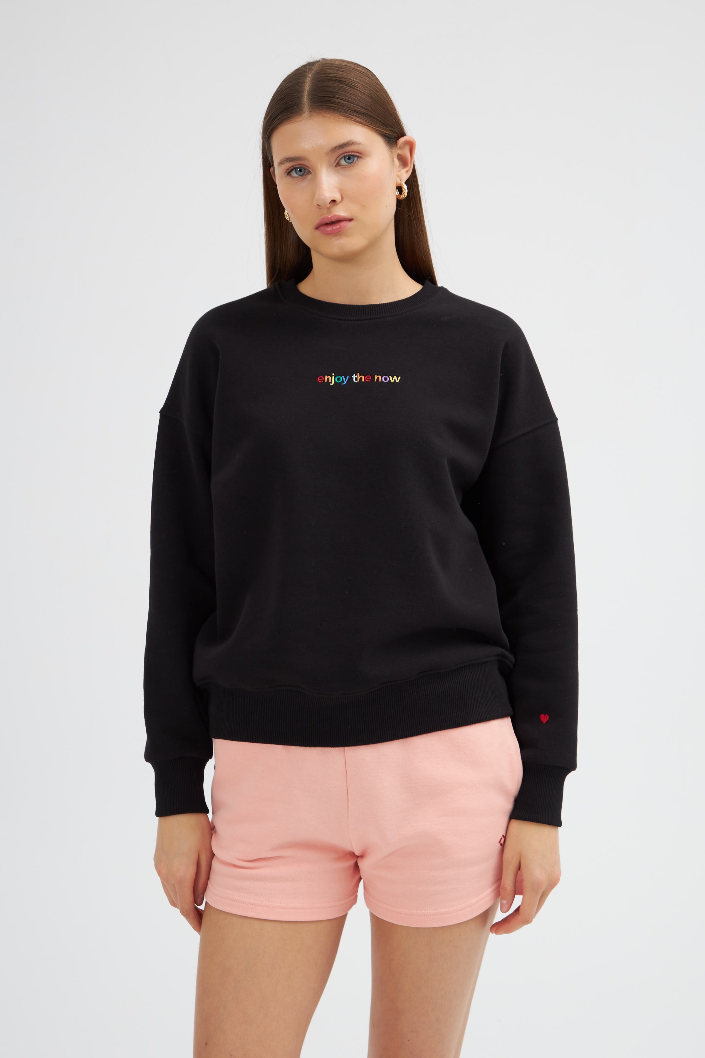 Kadın Basic Sweatshirt - Enjoy The Now temalı 2023531