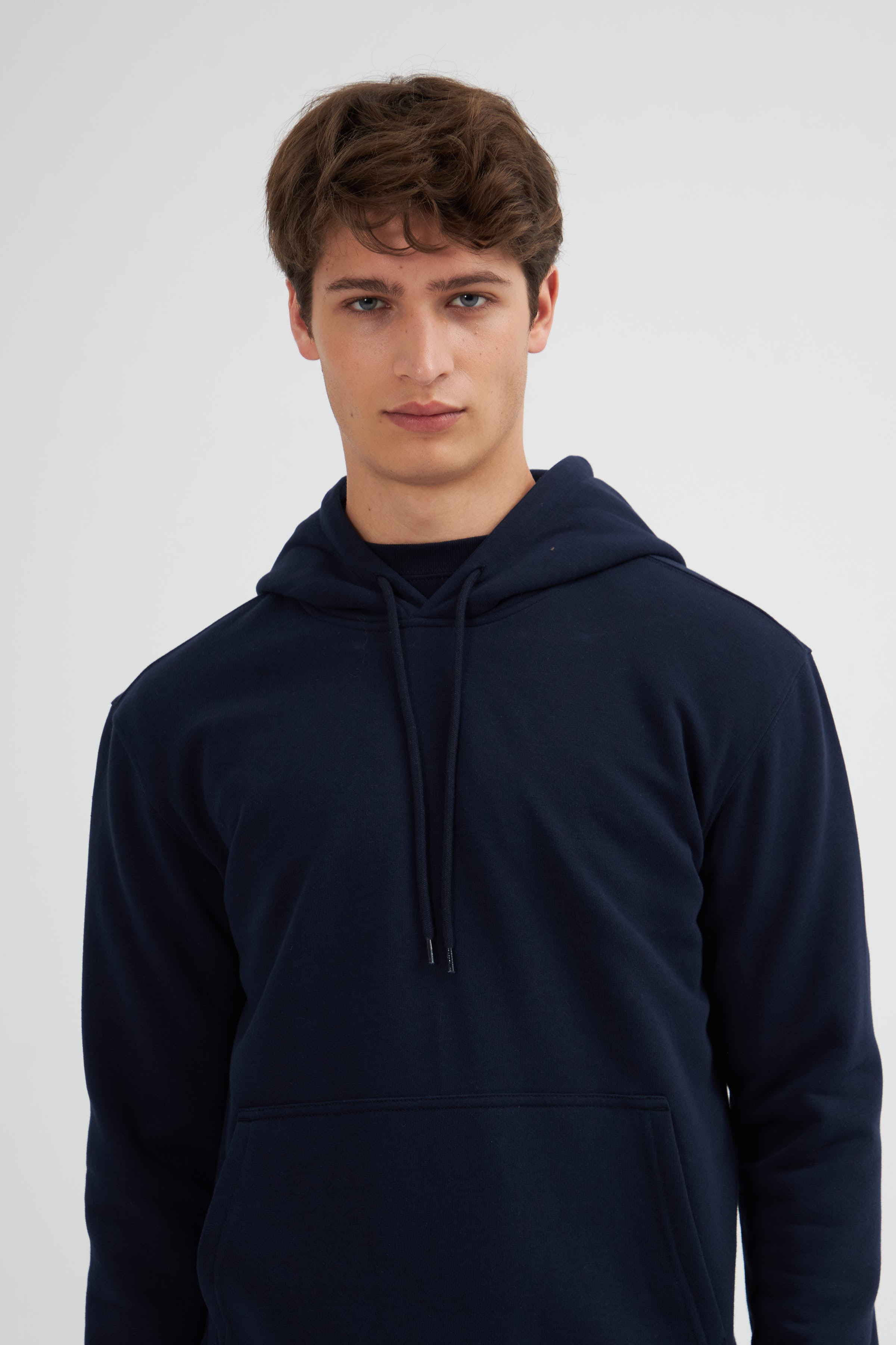 Erkek Basic Kapşonlu Sweatshirt - Hoodie 2024539 - Lacivert