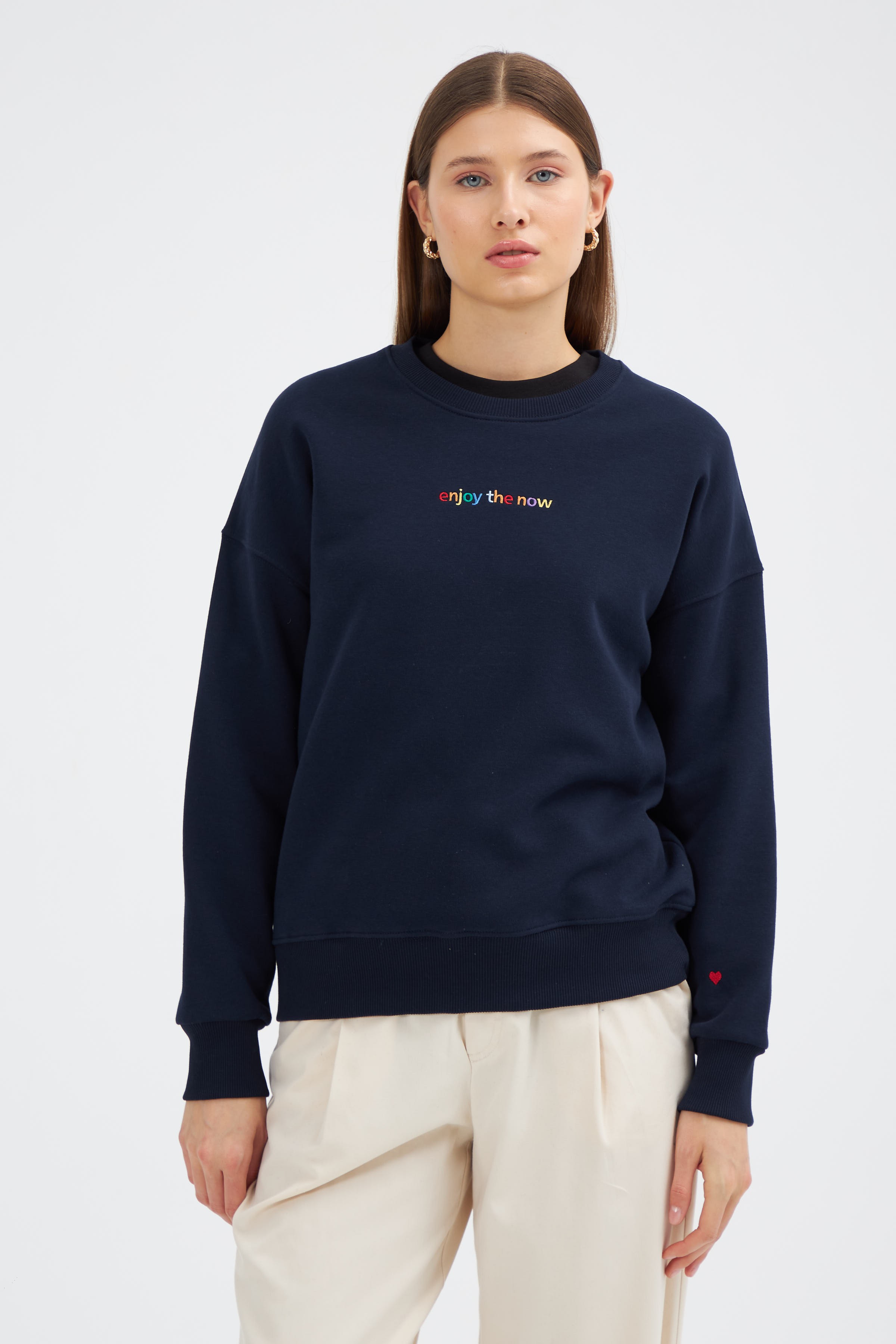 Kadın Basic Sweatshirt - Enjoy The Now temalı 2023531