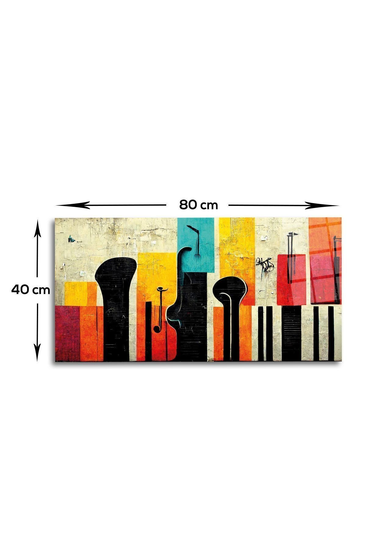 Cam Tablo | Modern Art Serisi | Renkli Silüet | 40cm x 80 cm