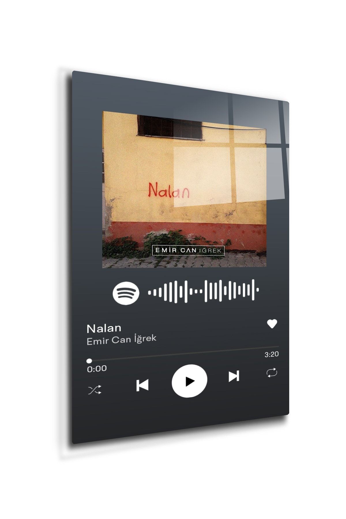 Spotify Barkodlu Cam Tablo | Emir Can Iğrek - Nalan | 30cm X 40cm