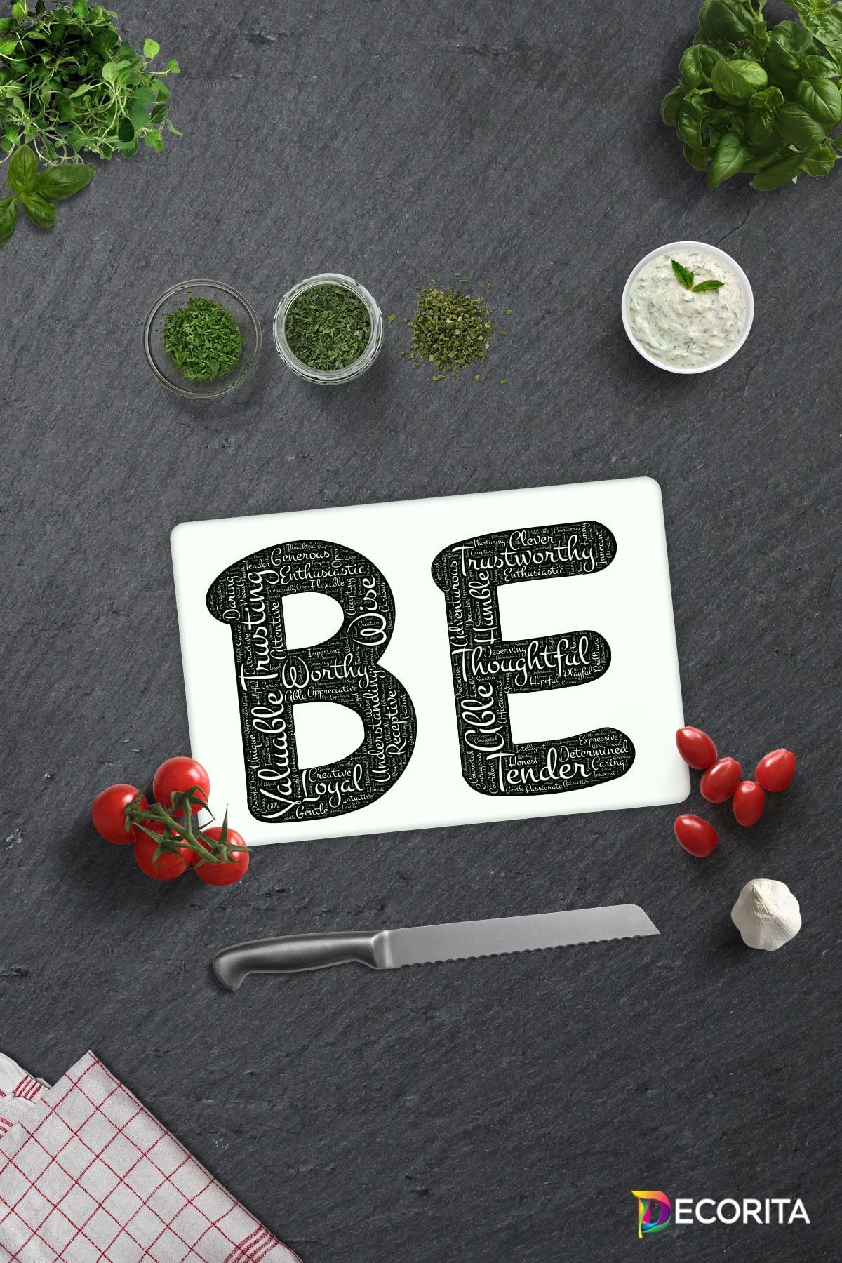 Being Temalı | Cam Kesme Tahtası - Cam Kesme Tablası | 20cm x 30cm