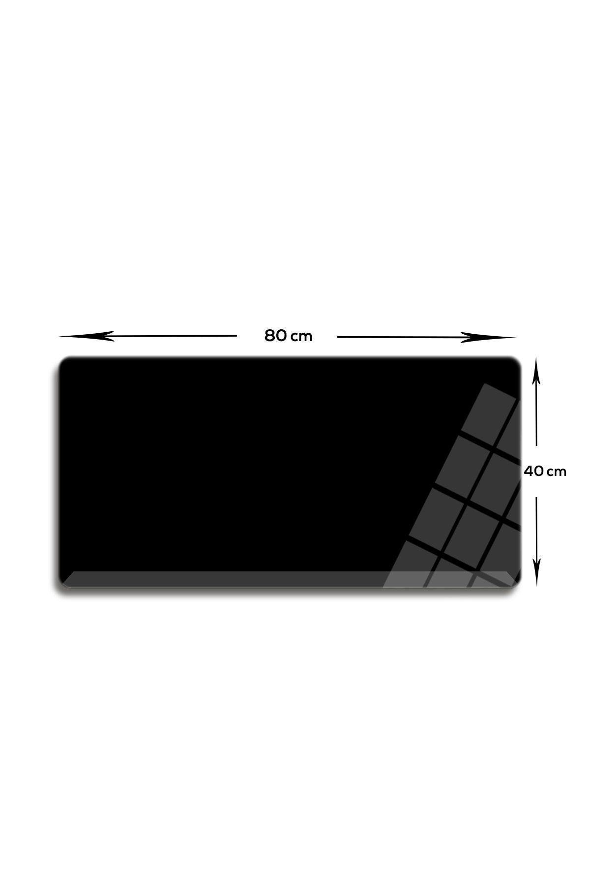 Cam Mouse Pad | Cam Masa Matı | Düz Renk - Siyah | Large | 40cm X 80cm