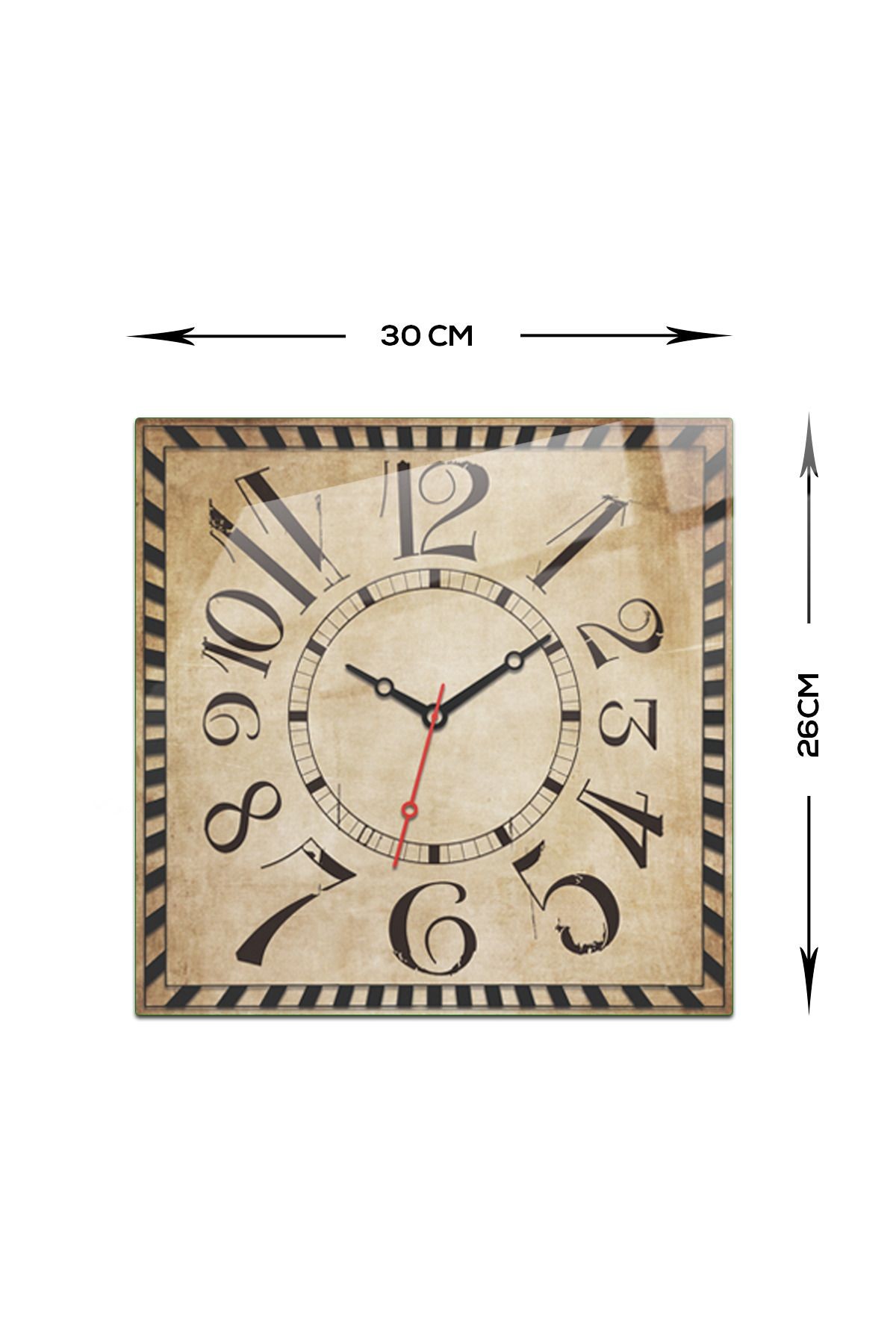 Cam Duvar Saati | Asimetrik Rakamlı Retro | 32cm x 32cm
