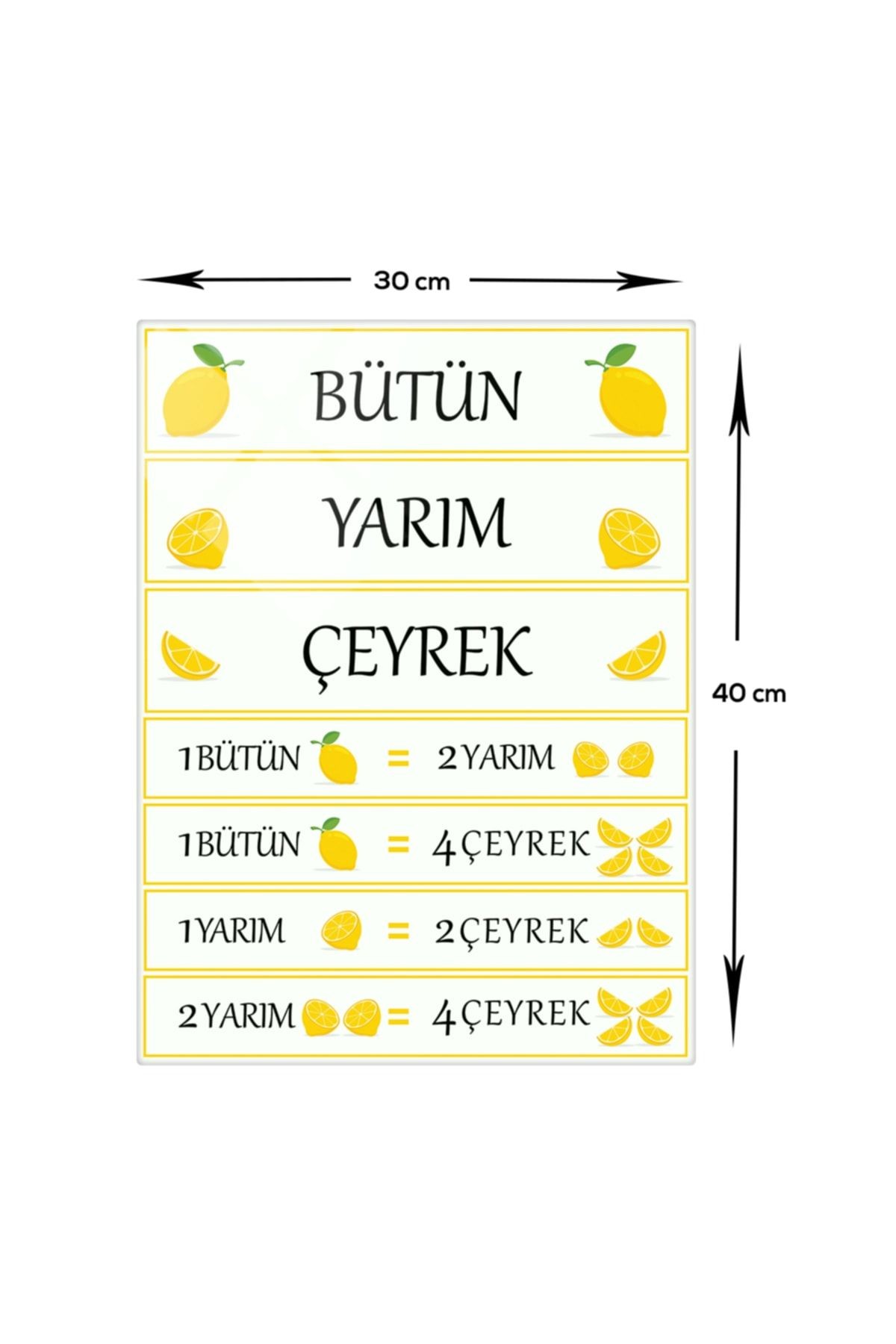 Okul | Cam Tablo | Matematik Kavramlar Bölme | 30cm X 40cm