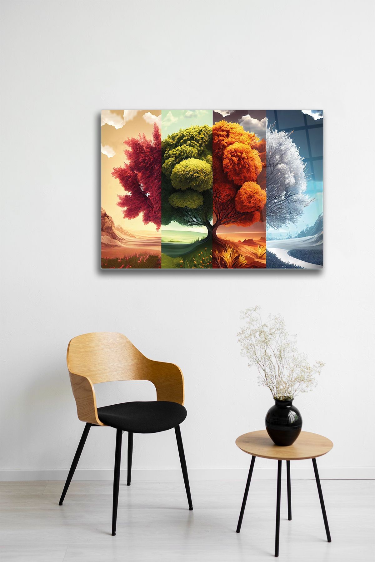 Cam Tablo | Four Season - İklim Ağacı | 50cm x 70cm