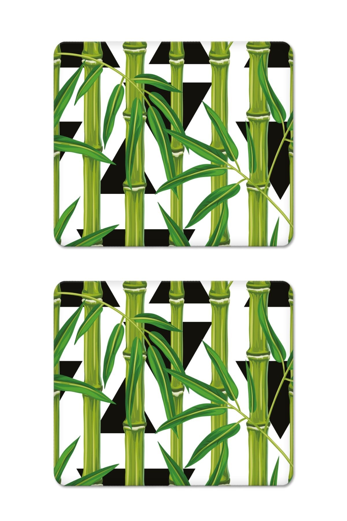 2'li Takım Bamboo Desen | Cam Tabak - Kahvaltı Tabağı - Pasta Tabağı | 29cm X 34cm