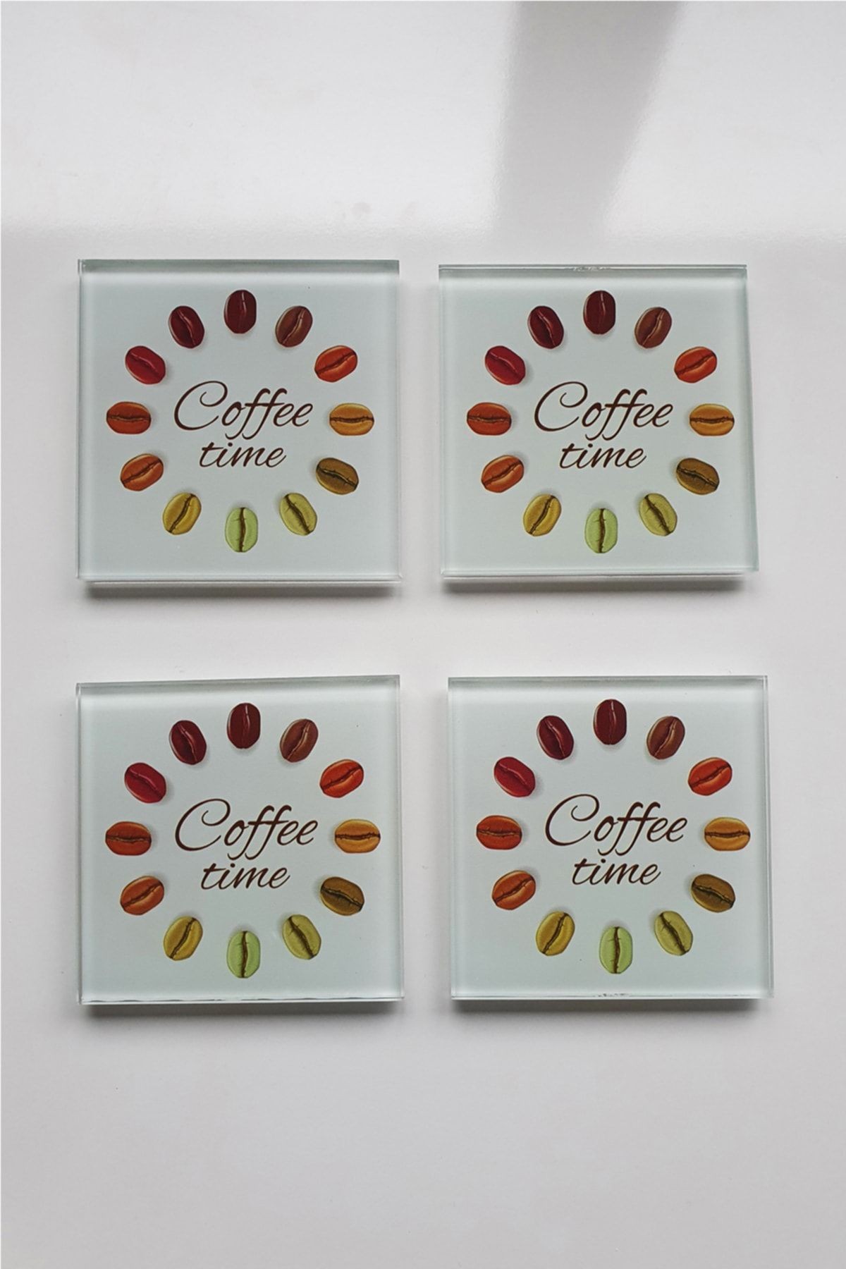 Cam Bardak Altlığı | 4'lü Takım Coffee Time | 10cm X 10cm