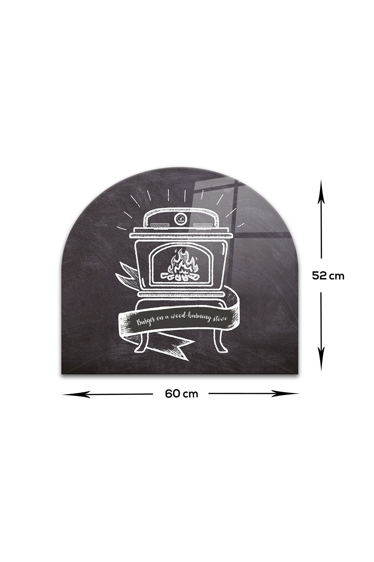 Cam Ocak Arkası Koruyucu | Oval Şekilli | Fırın | 52cm X 60cm