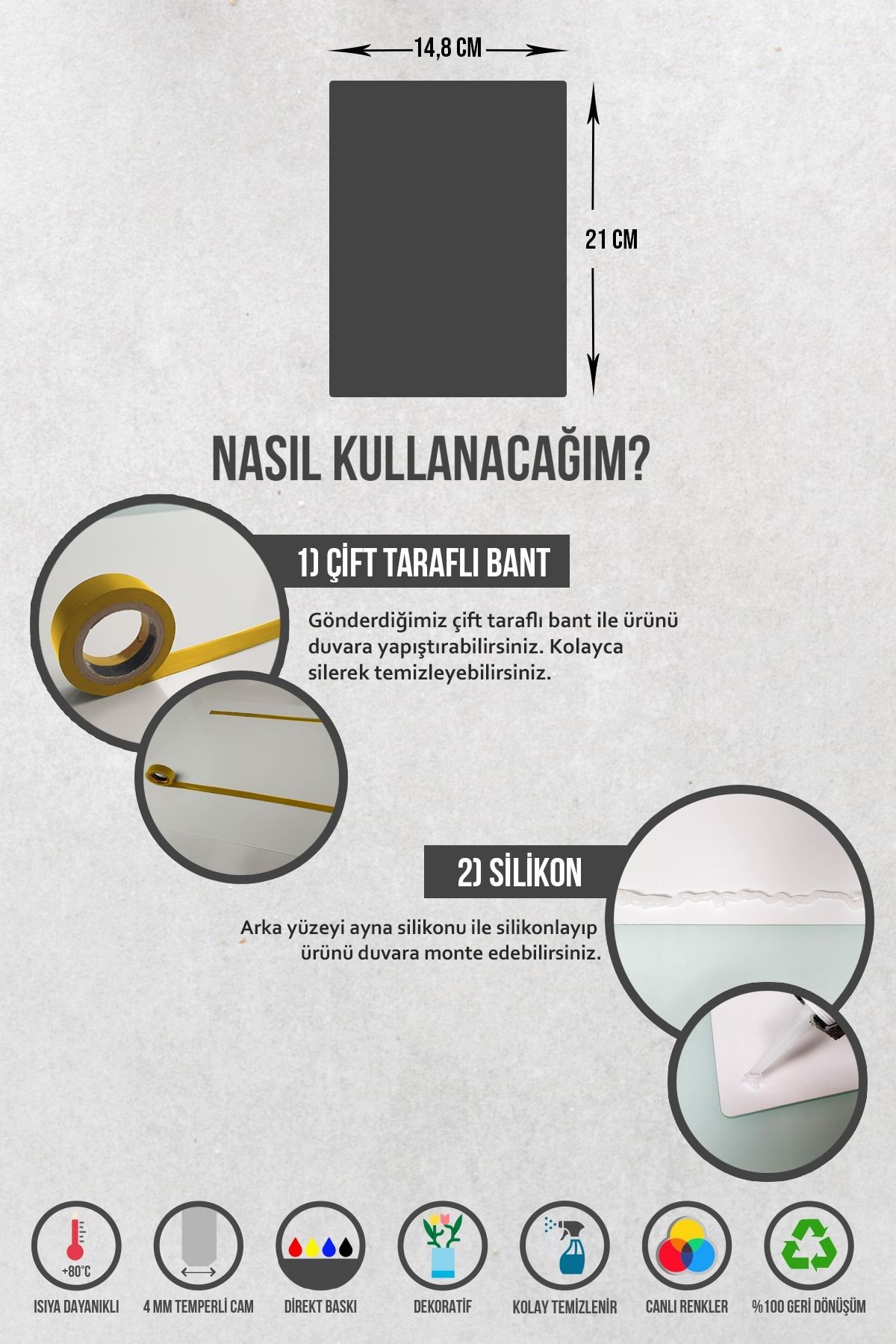 Cam Kapı Numarası - 6 Numara | Cam Yönlendirme Levhası | 14,8cm X 21cm