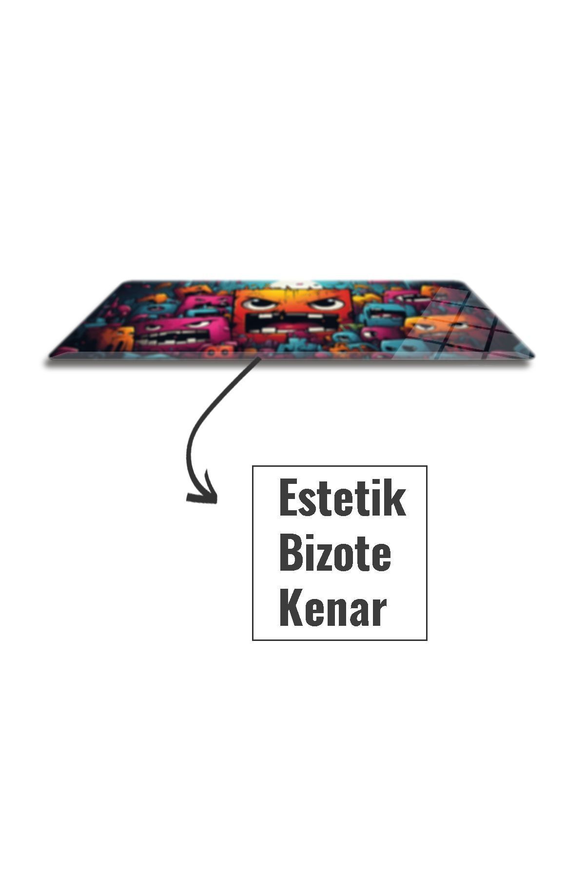Cam Mouse Pad | Cam Masa Matı | Cute Monsters | Large | 40cm X 80cm