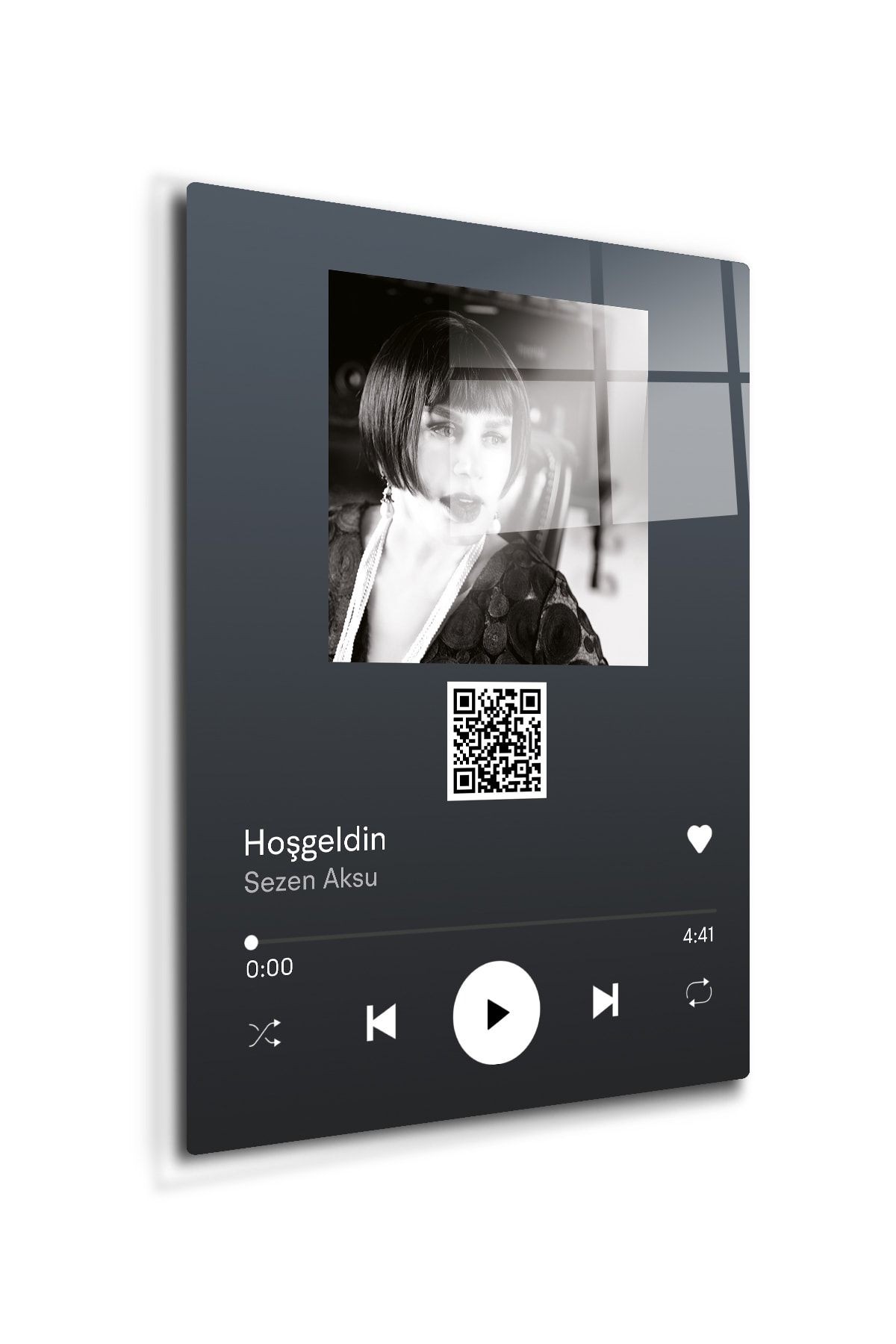 Youtube Barkodlu Cam Tablo | Sezen Aksu - Hoşgeldin | 30 cm X 40 cm