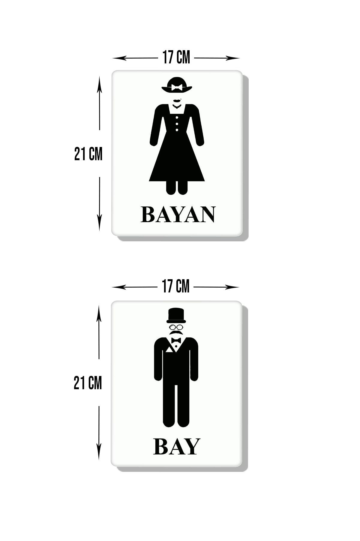 2'li Set Beyaz Women - Men | Cam Wc Yönlendirme Levhası | 14,8cm X 21cm