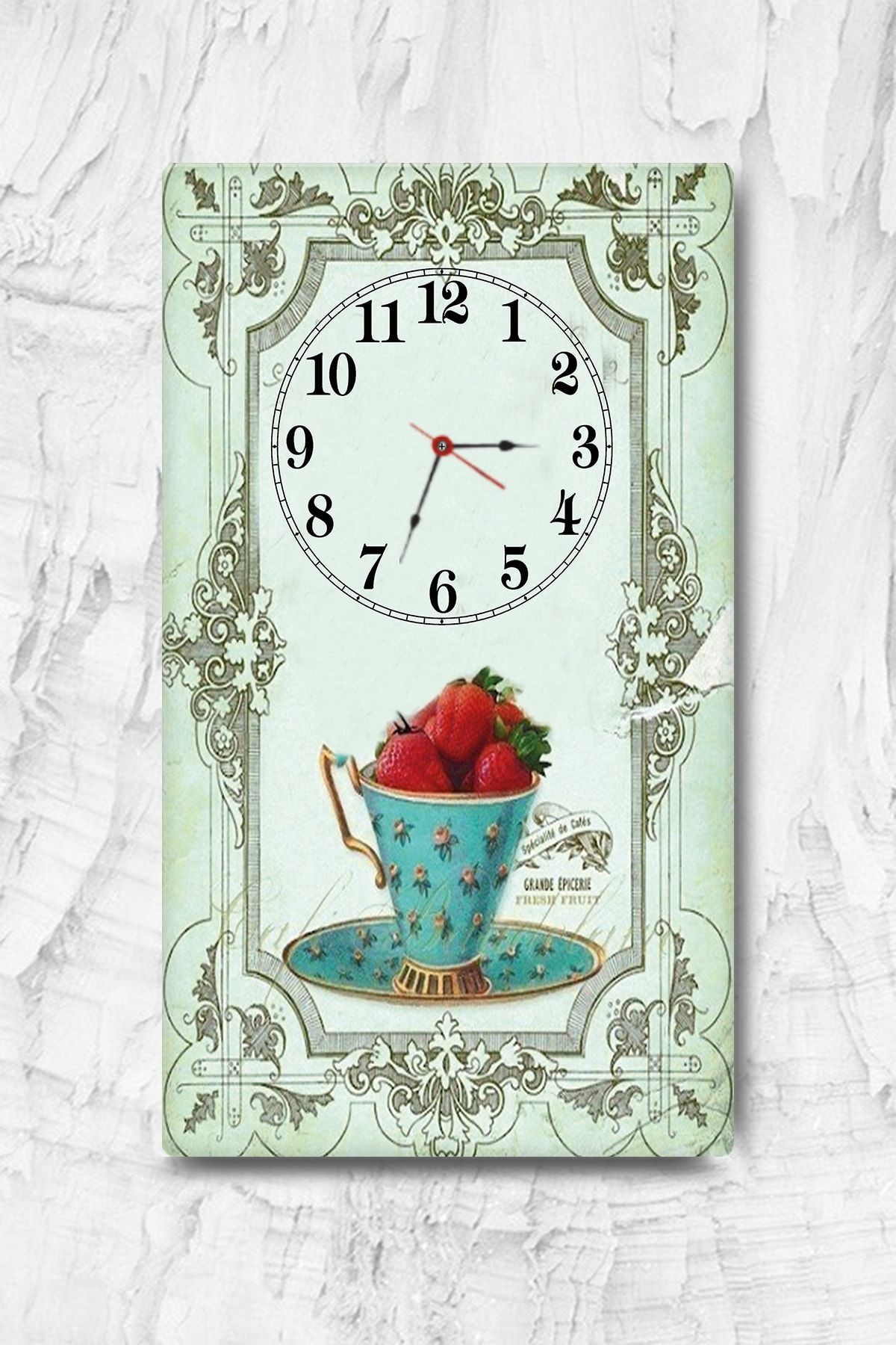 Mint Yeşili Vintage Dokulu  | Dekoratif Cam Duvar Saati