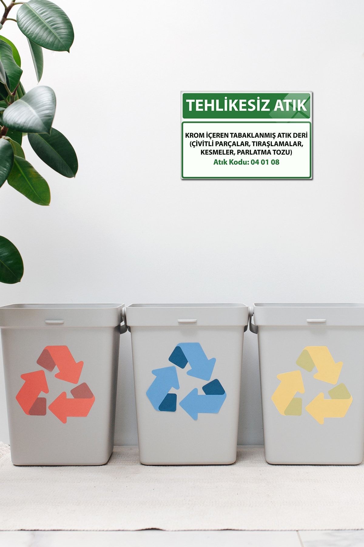 Cam Tablo | Tehlikesiz Atık Cam Tabela | Atık Kodu:04 01 08 | 20cm X 30cm