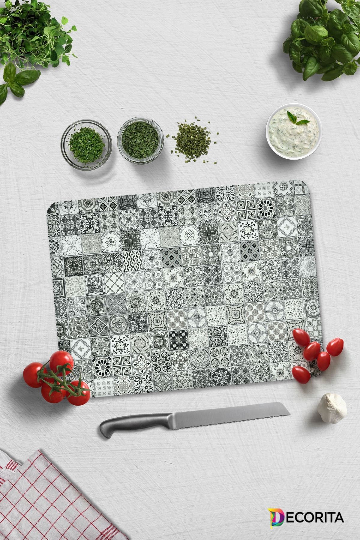 Karakalem Çizim | Cam Kesme Tahtası - Cam Kesme Tablası | 30cm x 40cm