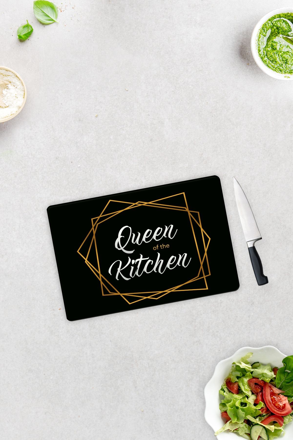 Cam Kesme Tahtası - Cam Kesme Tablası | Queen Of The Kitchen - Siyah | 20cm X 30cm