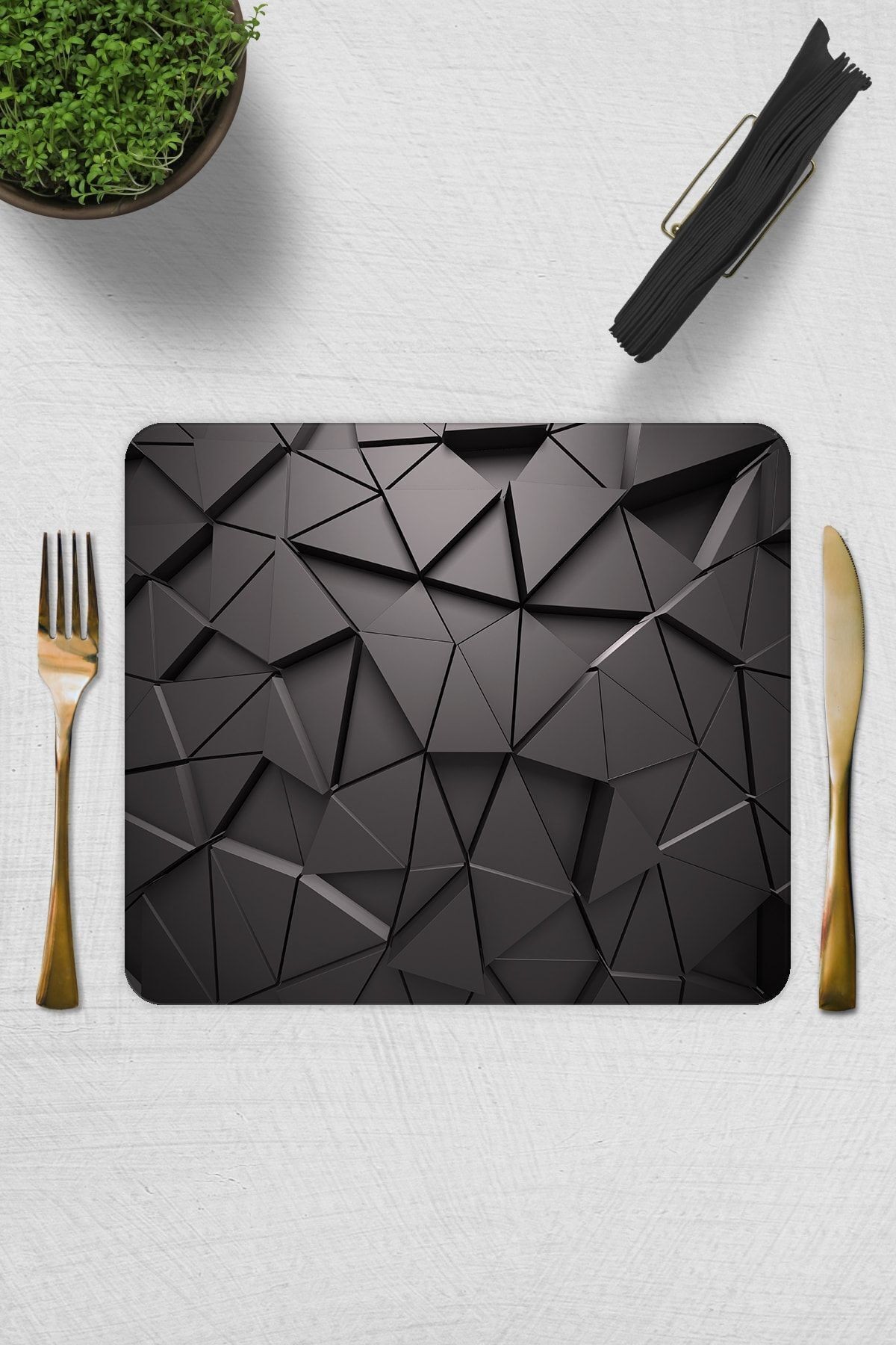 2'li Takım | Cam Tabak - Kahvaltı Tabağı - Pasta Tabağı | Antrasit Kristal | 29cm X 34cm