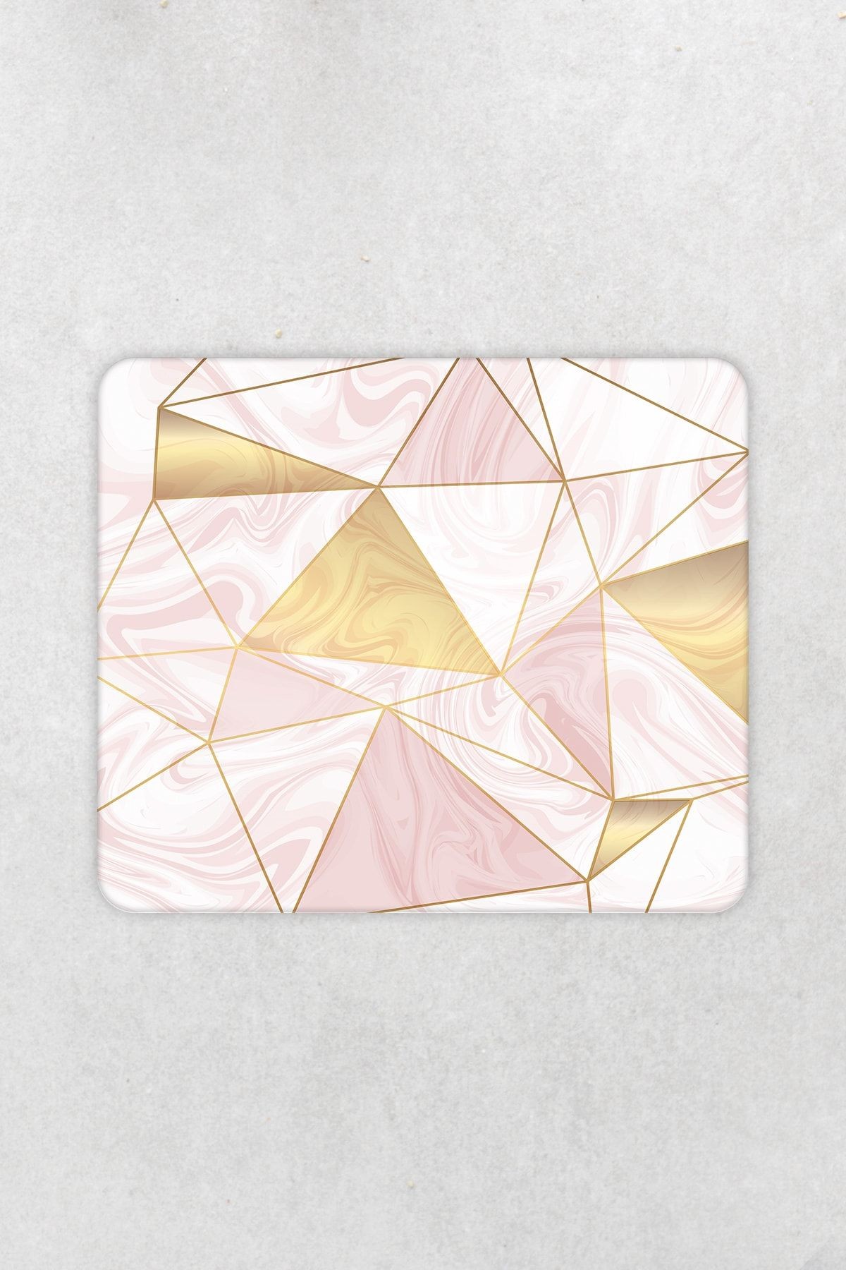 Altın Pembe Geometrik Desenli | Sunum Camı | 29cm X 34cm