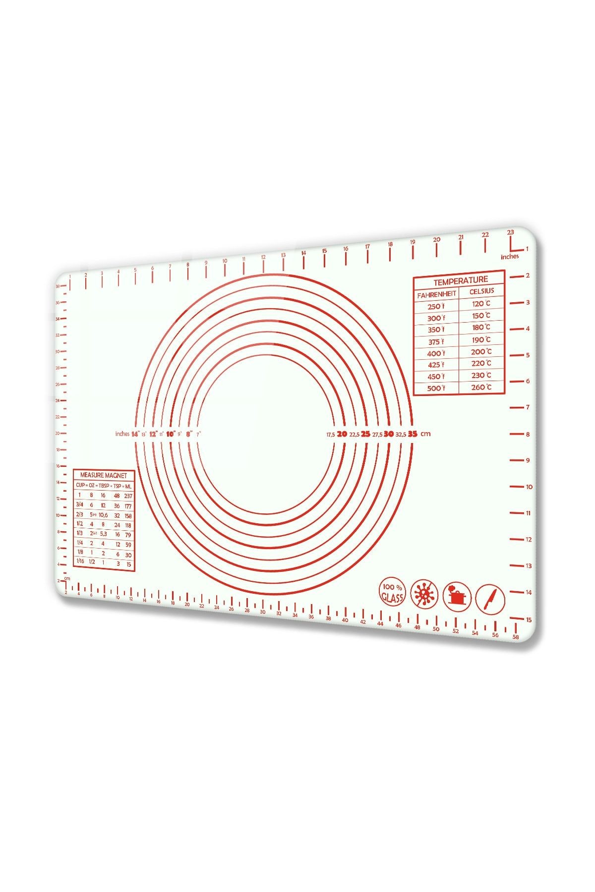 Beyaz Cam Hamur Açma Matı  40cm X 60cm