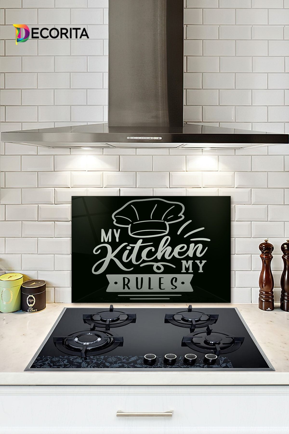 Cam Ocak Arkası Koruyucu | My Kitchen My Rules | 40cm X 60cm