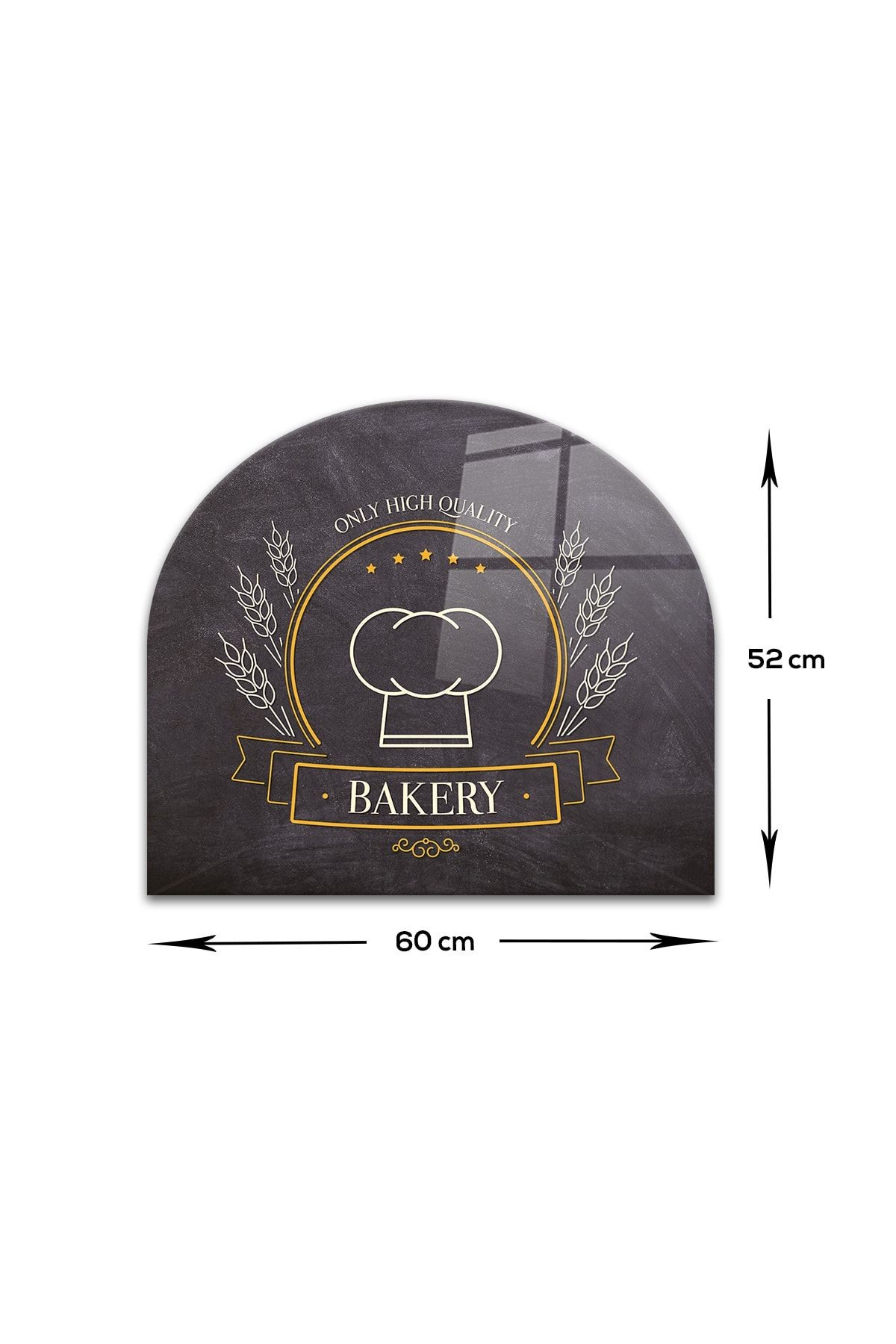 Cam Ocak Arkası Koruyucu | Oval Şekilli | Bakery Quality | 52cm X 60cm