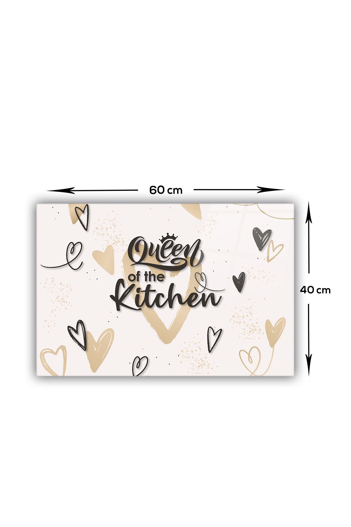 Cam Ocak Arkası Koruyucu | Queen Of The Kitchen- Krem | 40cm X 60cm
