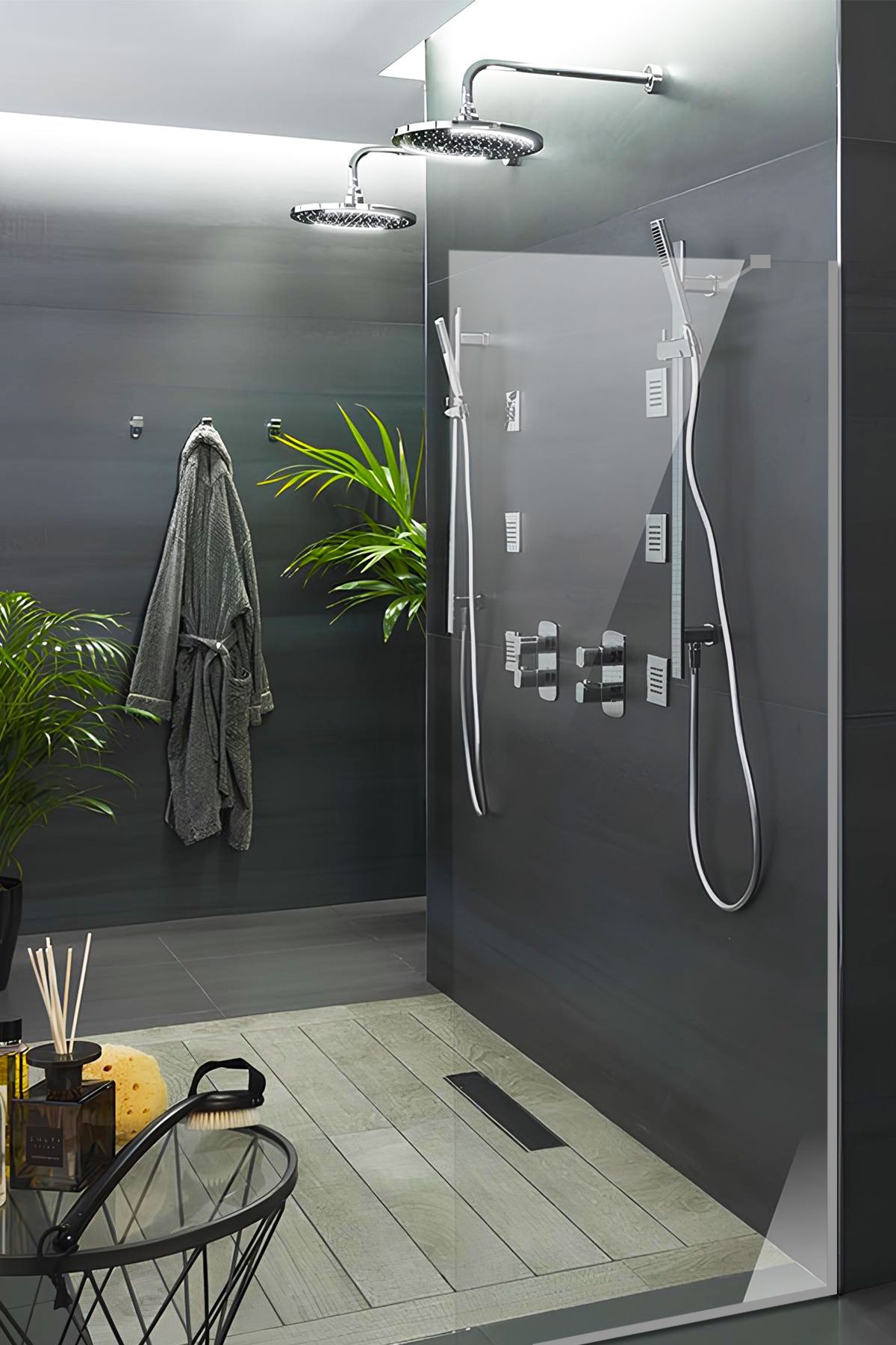Cam Duşakabin Seperatör - Sabit Panel | Saydam Cam | Metalik Parlak Profil | 70cm x 190cm