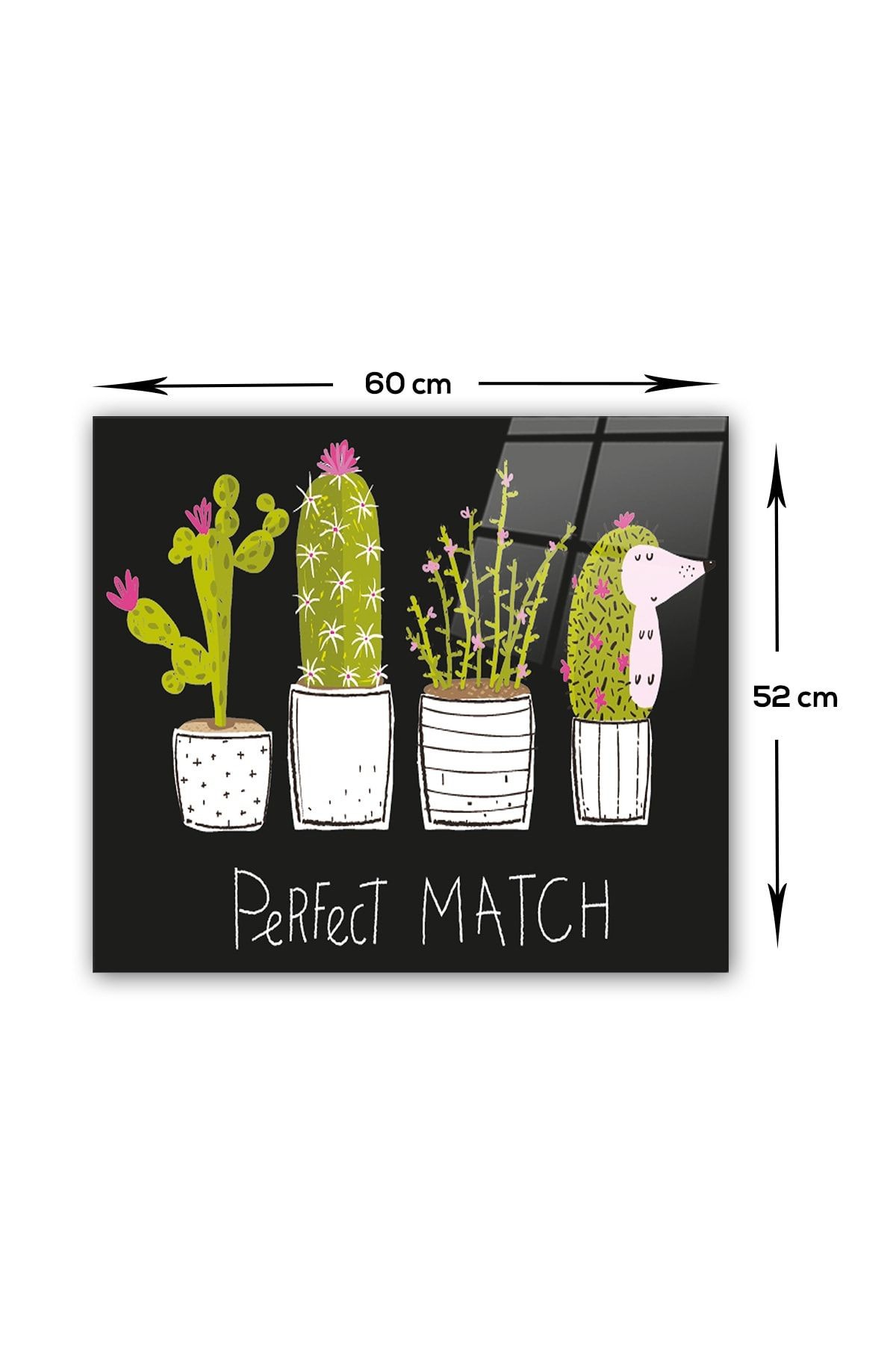 Cam Ocak Arkası Koruyucu | Perfect Match - Siyah Fon | 52cm X 60cm