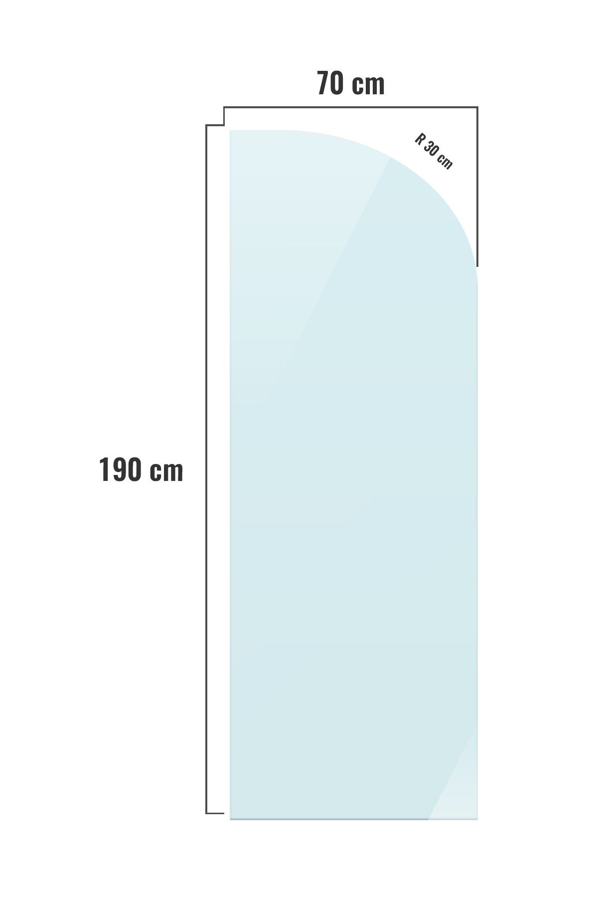 Cam Duşakabin Seperatör - Sabit Panel | Satina Cam - Şekilli | Metalik Parlak Profil | 70cm X 190cm