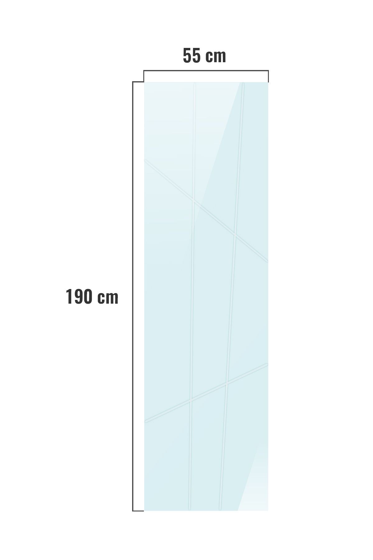 Cam Duşakabin Seperatör - Sabit Panel | Satina Cam - Kanallı | Siyah Profil | 55cm x 190cm