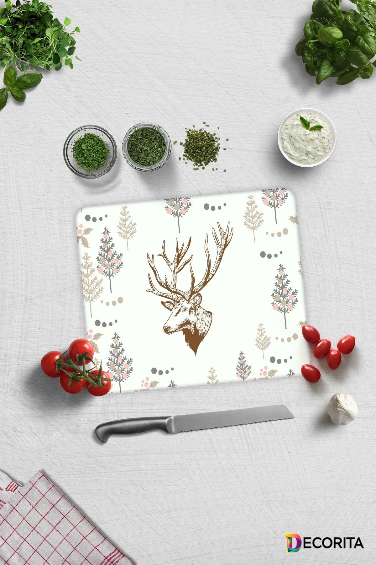 Cervus Deer | Cam Kesme Tahtası - Cam Kesme Tablası | 29cm x 34cm