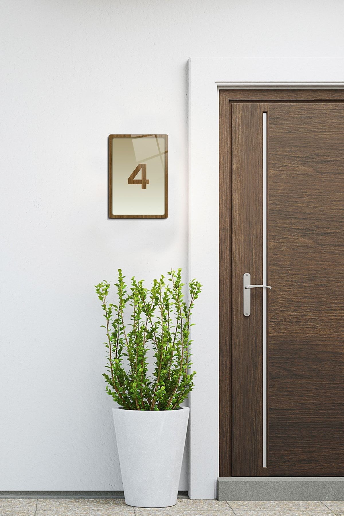 Cam Kapı Numarası - 4 Numara | Cam Yönlendirme Levhası | 14,8cm X 21cm