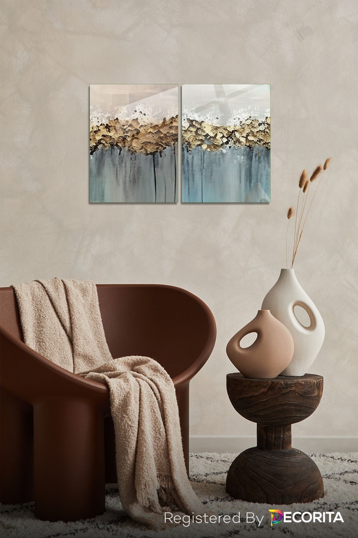 Cam Tablo | Romantik Seri | 2'li Takım | Ağlayan Kayalar | 30cm x 40cm