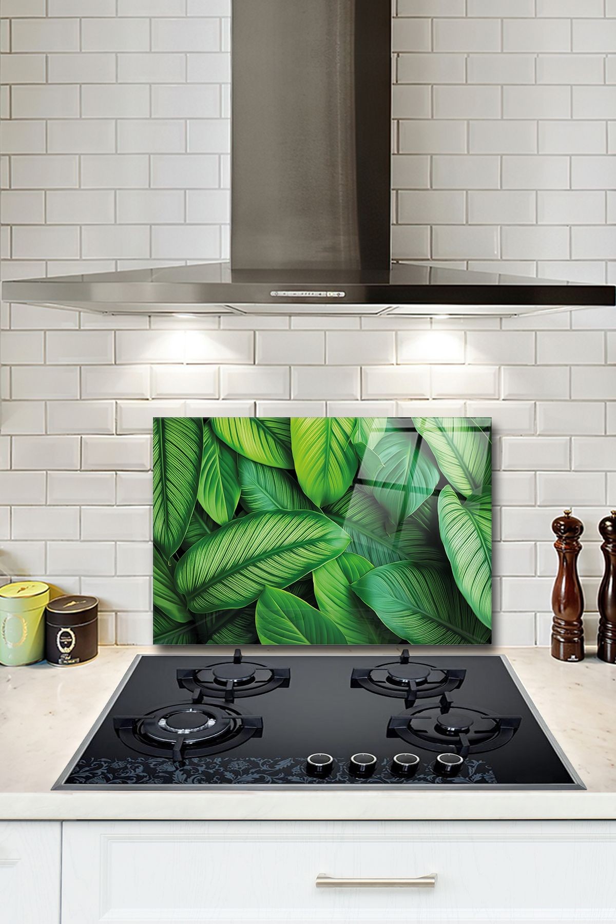 Cam Ocak Arkası Koruyucu | Yaprak Festivali | 40cm X 60cm