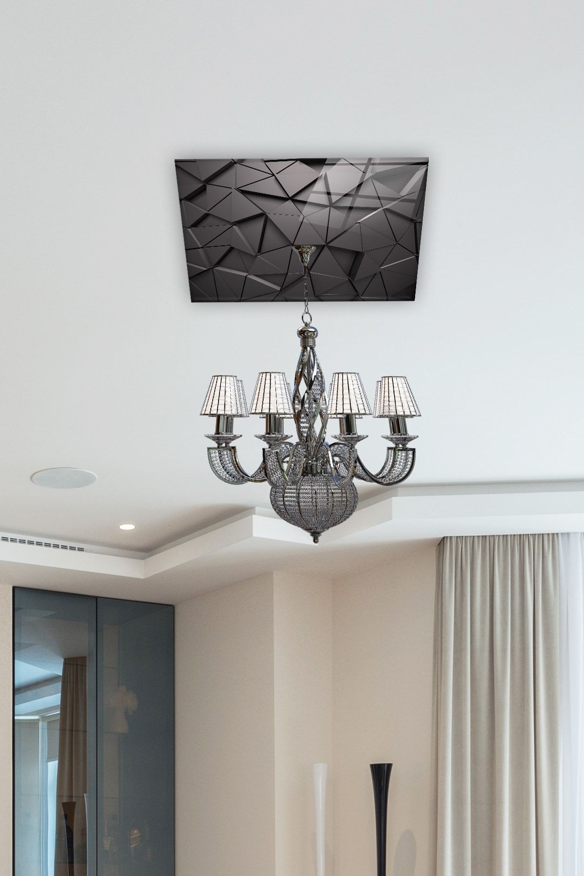 Cam Avize Göbeği | Antrasit Kristal | 50cm X 50cm