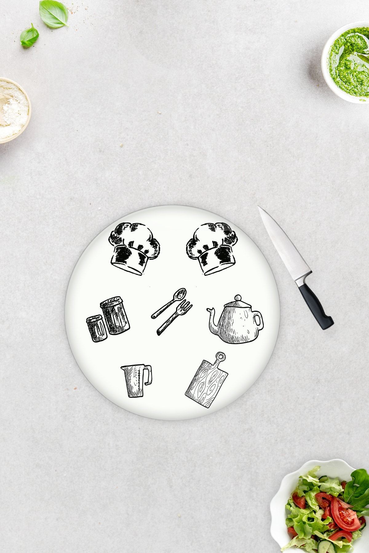 Beyaz Tahta | Cam Kesme Tahtası - Cam Kesme Tablası | Çap32cm