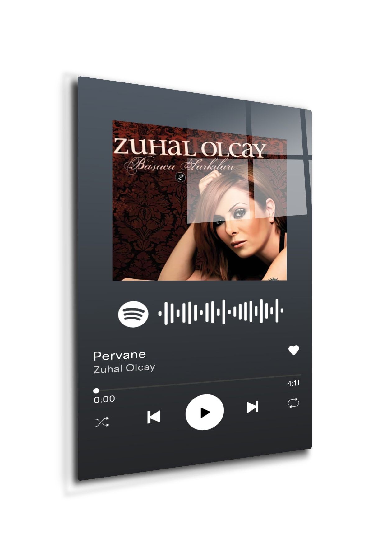 Spotify Barkodlu Cam Tablo | Zuhal Olcay - Pervane | 30cm X 40cm
