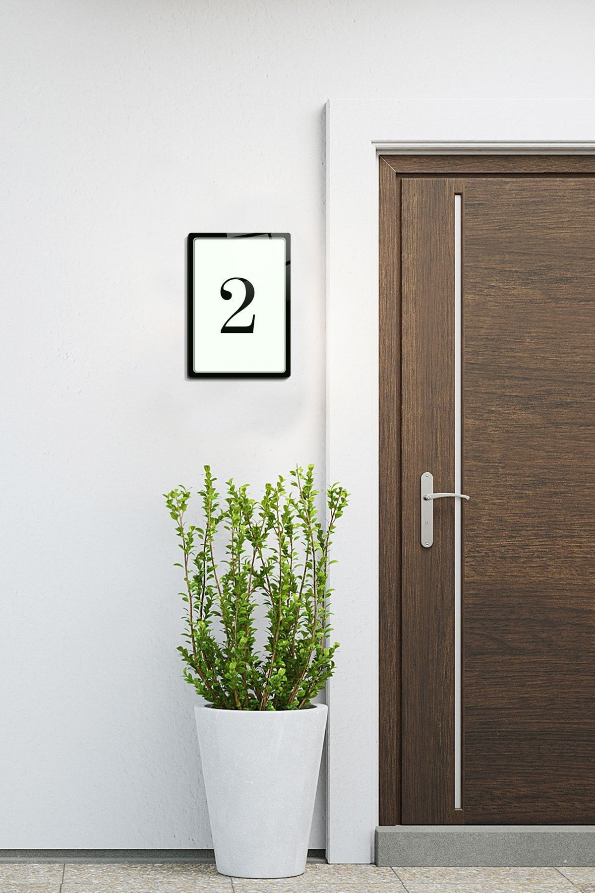 Cam Kapı Numarası - Cam Yönlendirme Levhası | 2 Numara | Siyah Yazı | 14.8cm X 21 Cm