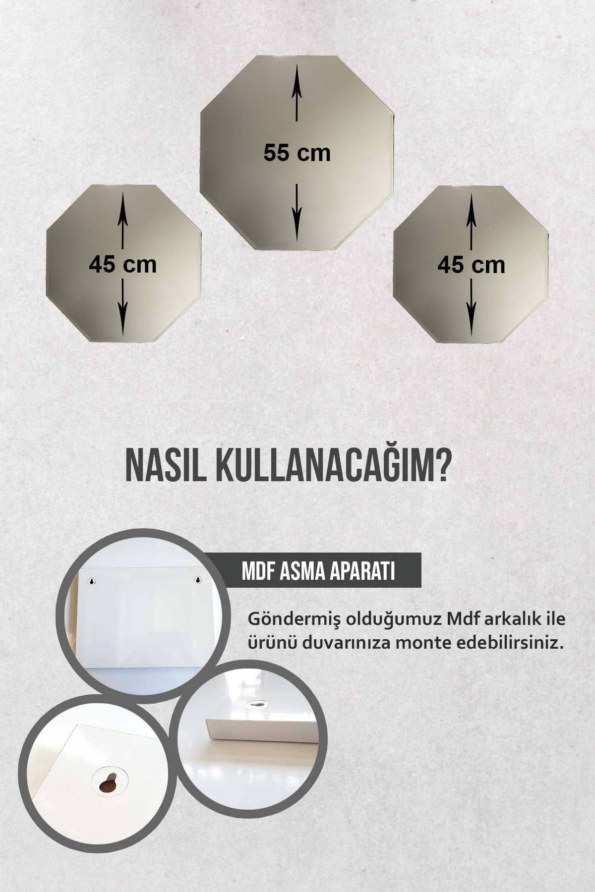 Ayna - 3'lü Takım Sekizgen Ayna