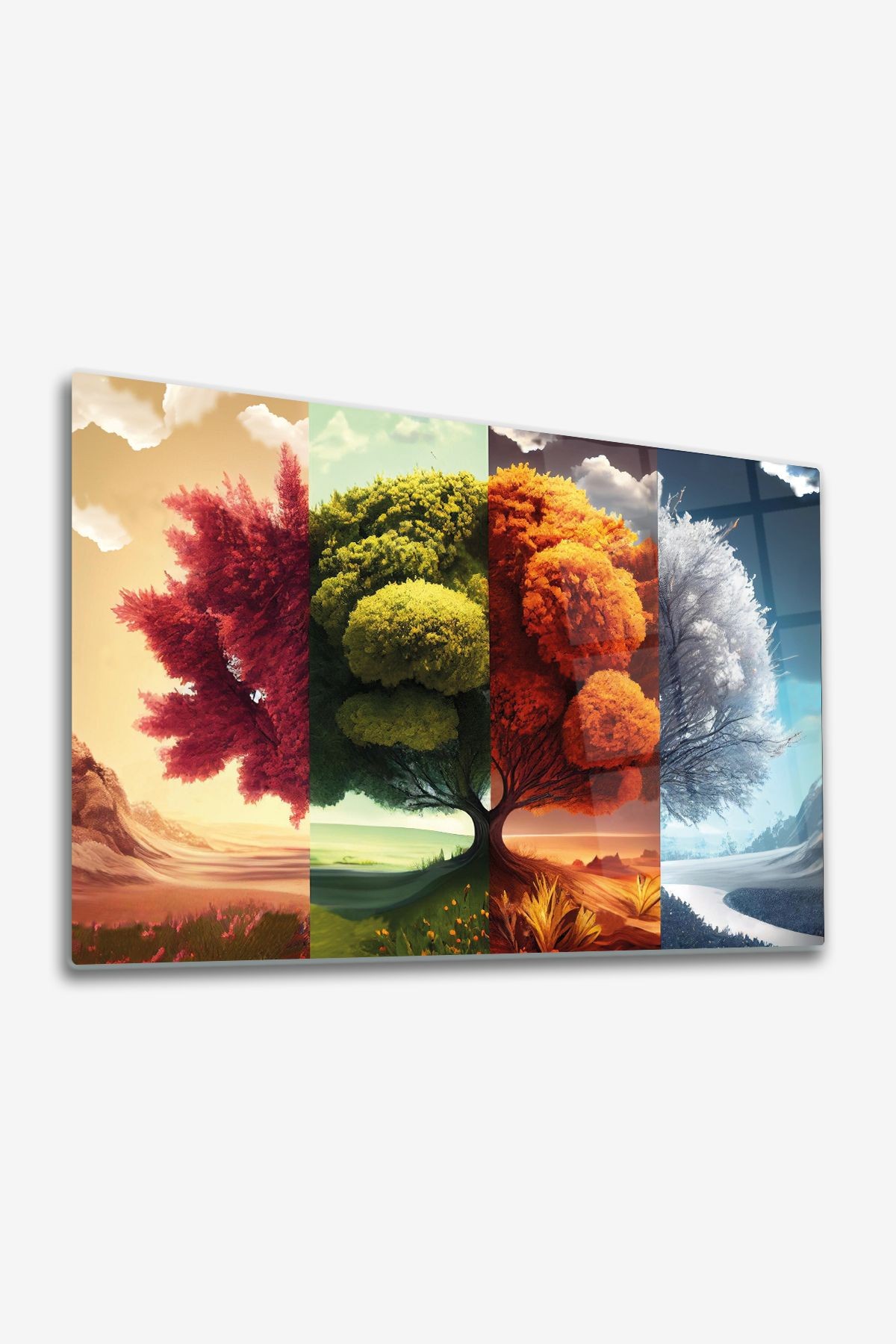 Cam Tablo | Four Season - İklim Ağacı | 50cm x 70cm