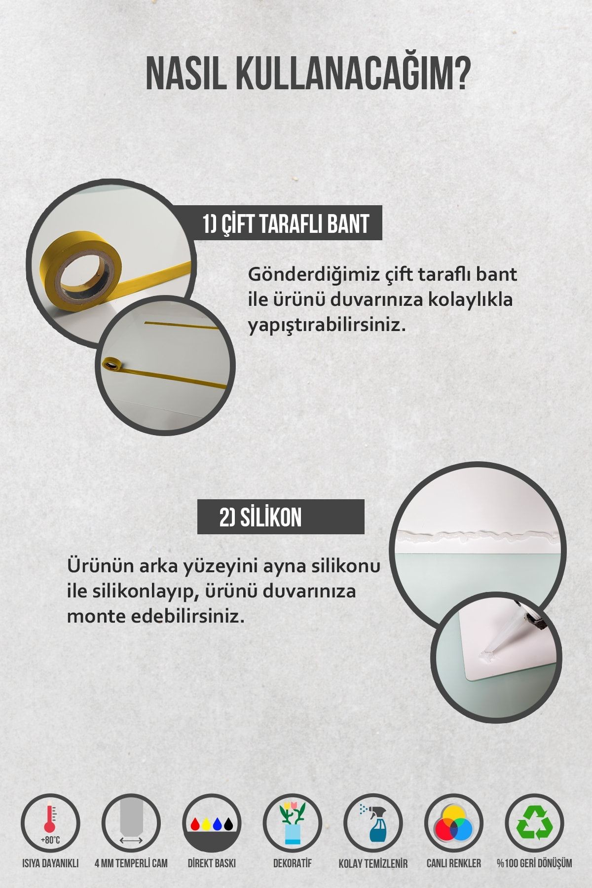 Cam Ocak Arkası Koruyucu | Siyah Mermer Görünümlü | 49,5cm X 76cm