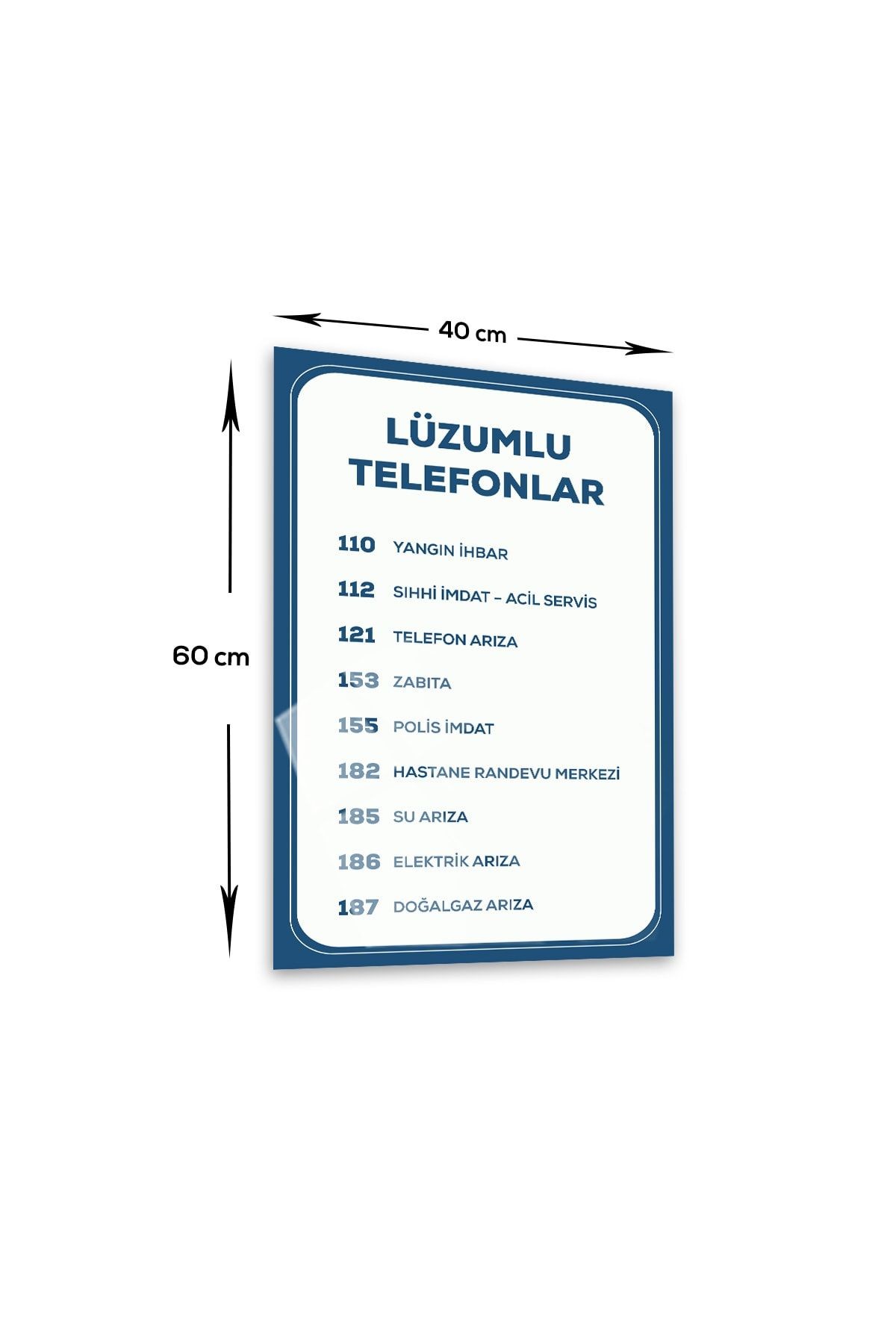 | Cam Yönlendirme Levhası | Lüzumlu Telefonlar | 40cm X 60cm