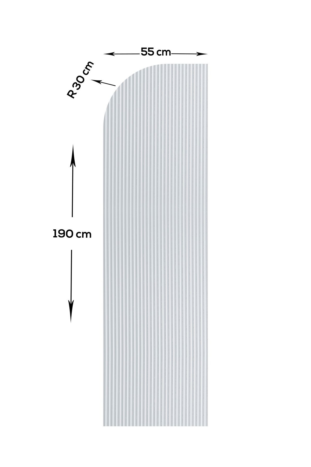 Cam Duşakabin Seperatör - Sabit Panel | Nervürlü Cam - Şekilli | Metalik Parlak Profil | 55cmx190cm