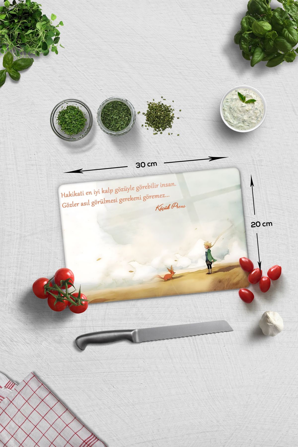 Cam Kesme Tahtası - Cam Kesme Tablası | Küçük Prens - Kalp Gözü |